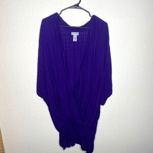 Catherines purple draped blouse top rayon casual lightweight beach bold 2x